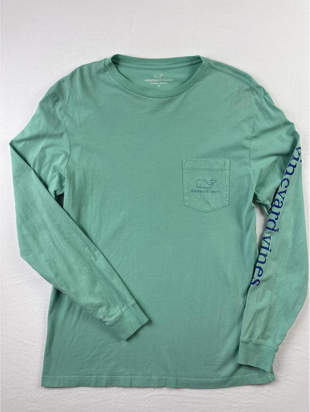 Vineyard Vines Long Sleeve Pocket T-Shirt in Seafoam Green, Size Small